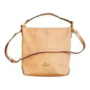 Coach Abby Duffle Pink Leather Shoulder Bag Rose Bouquet Print Lining